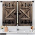 thumbnail image 6 of Brown Barn Door Kitchen Curtains 27.5W x 39L Inch Wood Wooden Farmhouse Rustic Country Vintage Rod Pocket Short Cafe Tier Small Window Treatment Drapes Decor 2 Panels, 6 of 6