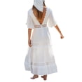 thumbnail image 2 of Lucakuins, vestido sin espalda de encaje a la moda para mujer, elegante vestido de vacaciones con mangas con volantes para mujer Lucakuins  moda, 2 of 10