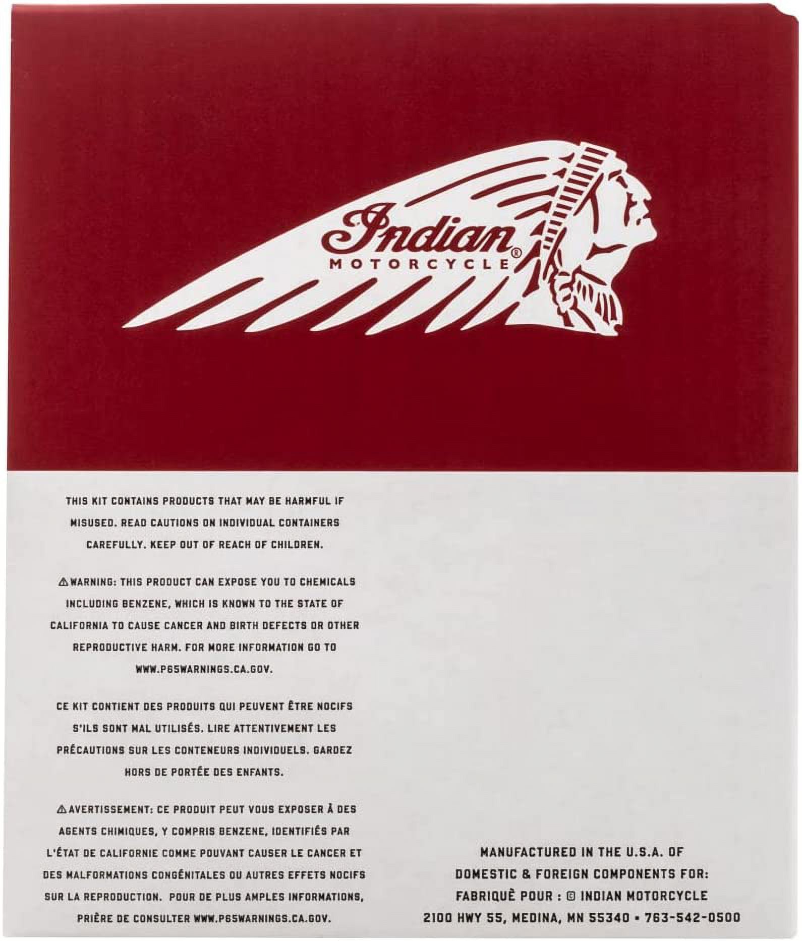 Indian Motorcycle Oil Change Kit for Specific FTR Models Including 1200, S, Rally, Sport, Carbon and More, Includes 4 Quarts 15W-60 Full Synthetic Oil, 1 Oil Filter, 2 Washers - 2884182