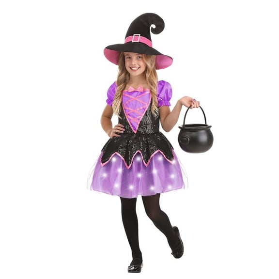 Pink Light-Up Girl's Witch Costume
