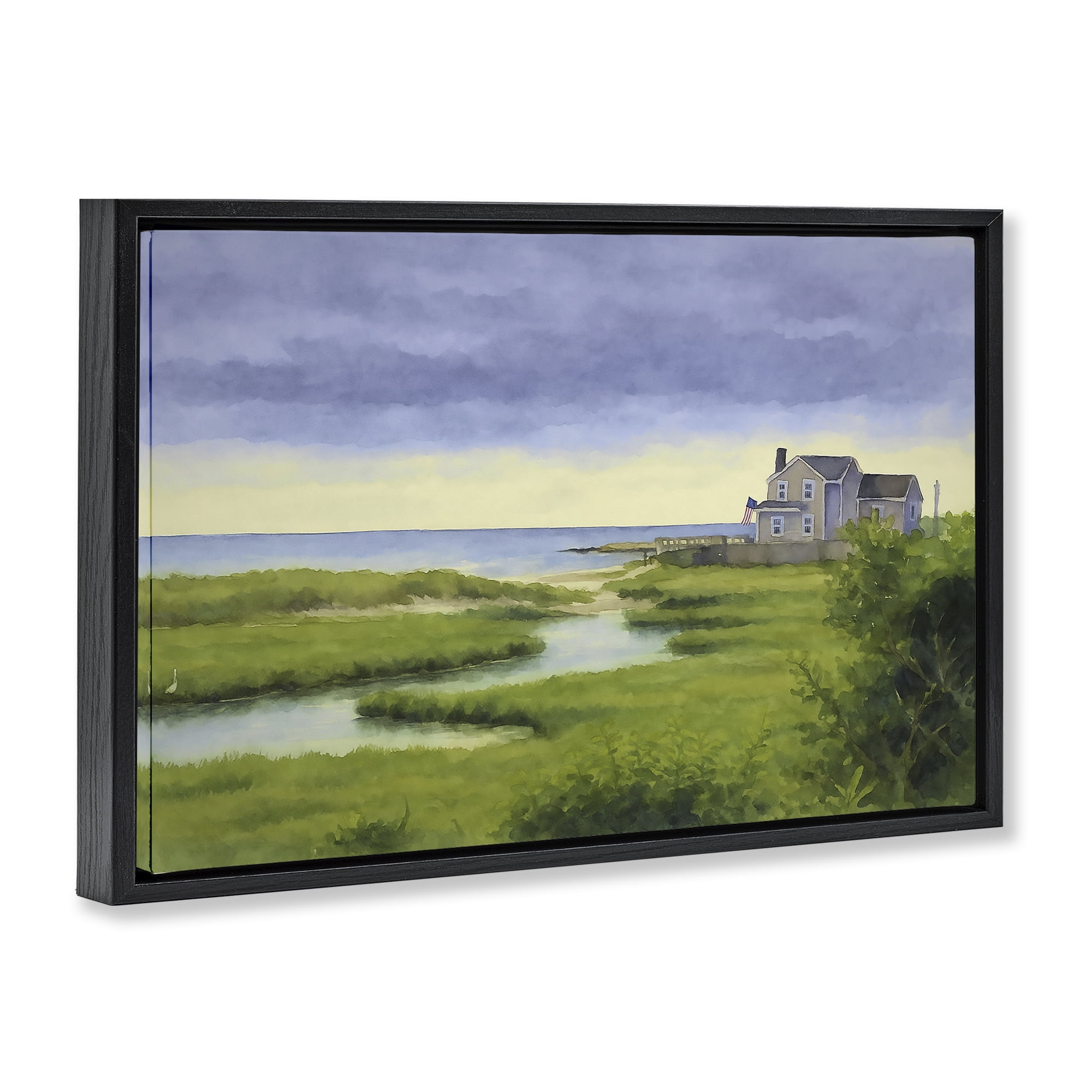Stupell Industries Marshside Serenity on Cape Black Framed Floater Canvas Wall Art, design by Grotto Studios