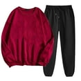 thumbnail image 1 of FAIWAD Ensemble de Survêtement pour Femme 2 Pcs Chandail à Col Rond à Manches Longues et Pantalon de Jogging Uni 2 Pcs, 1 of 5