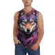 thumbnail image 1 of Balery Colorful Wolf Head A Camisetas sin mangas para hombre, absorbe la humedad y protege contra el mal olor.-Large, 1 of 7