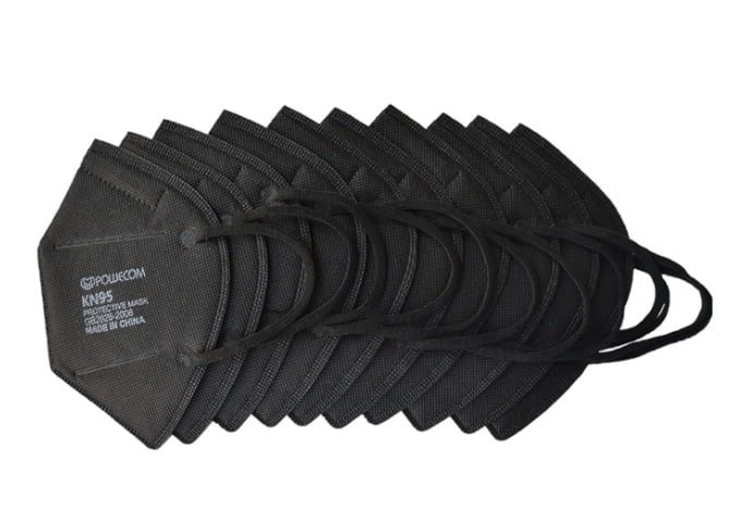 Powecom KN95 Black Earloop Face Masks, 120 Count Pack, 1200 Piece