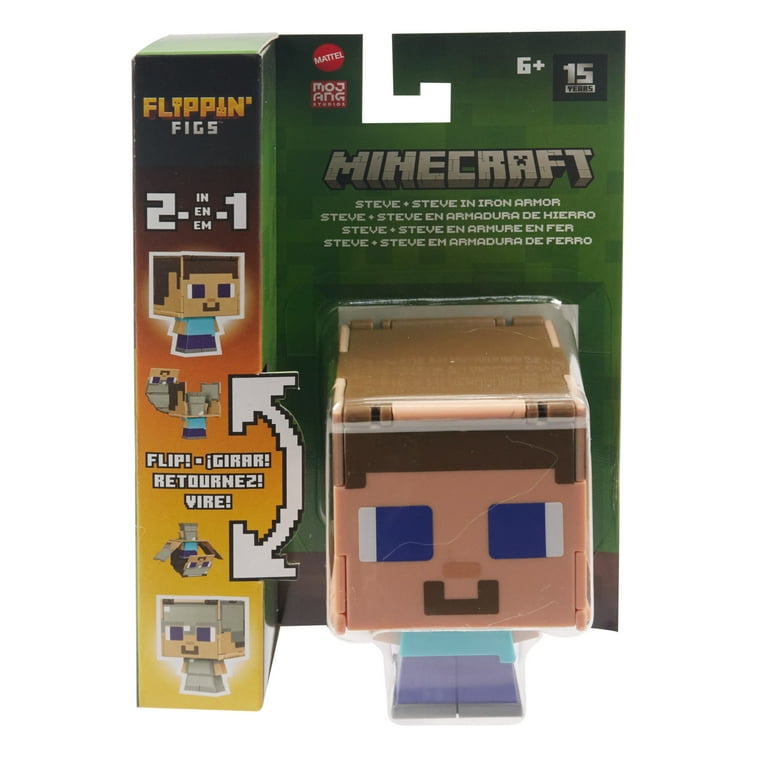 Minecraft Flippin' Figs Figures, 2-in-1 Fidget Play, 3.75-in