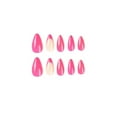 thumbnail image 3 of Rose Pink French Glitter Powder Wearable Almond Shape Fashion Fake Nails Full Cover Finished False Nails Press on Nail with Glue, 3 of 6