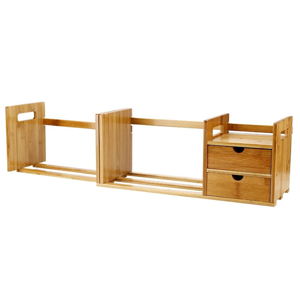 OTVIAP Tabletop Bookshelf, Tabletop Book Rack,Bamboo Wood Extendable