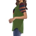 thumbnail image 3 of Women Round Neck Short Sleeve Color Block Tunic Shirt, 3 of 4