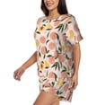 thumbnail image 2 of Fotbe Peach With Leaves1 Print Pajama Set for Women 2 Piece Loungewear Short Sleeve Tops and Shorts Set Soft Sleepwear-Medium, 2 of 7