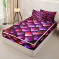 thumbnail image 2 of Homewish Watercolor Dragon Scale Zipper Queen Comforter Set with Fitted Sheet and 2 Pillowcases,Rustic Animal Zipper Bedding Set,Red Purple,Black Reversible,4pcs, 2 of 8