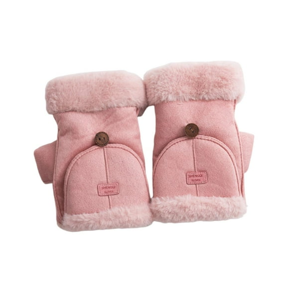 Esquirla Winter Fingerless Gloves for Women Convertible Mittens for Painting Pink