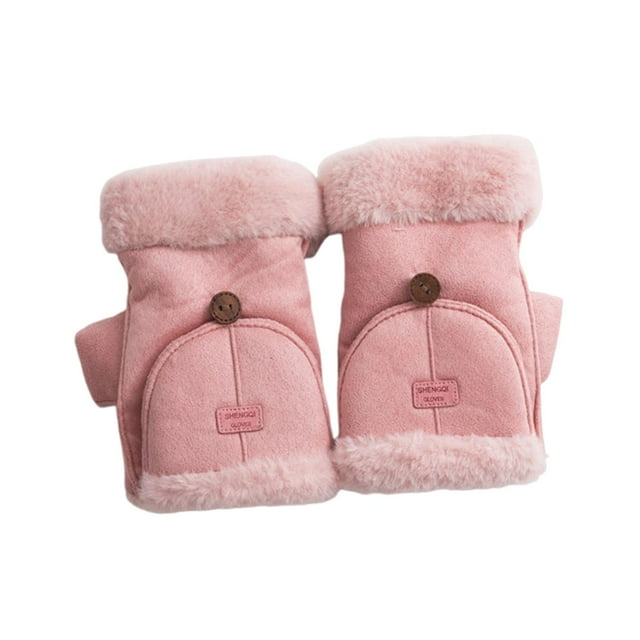 Guantes de invierno sin dedos Yuyangstore para mujer manoplas convertibles Rosa