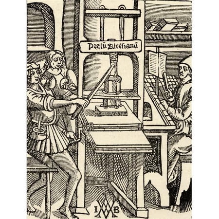 A Printing Press of 1498 Poster Print - 13 x 17