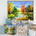 thumbnail image 2 of Designart 'Autumn Landscape With Forest and River' Lake House Framed Canvas Wall Art Print, 2 of 5