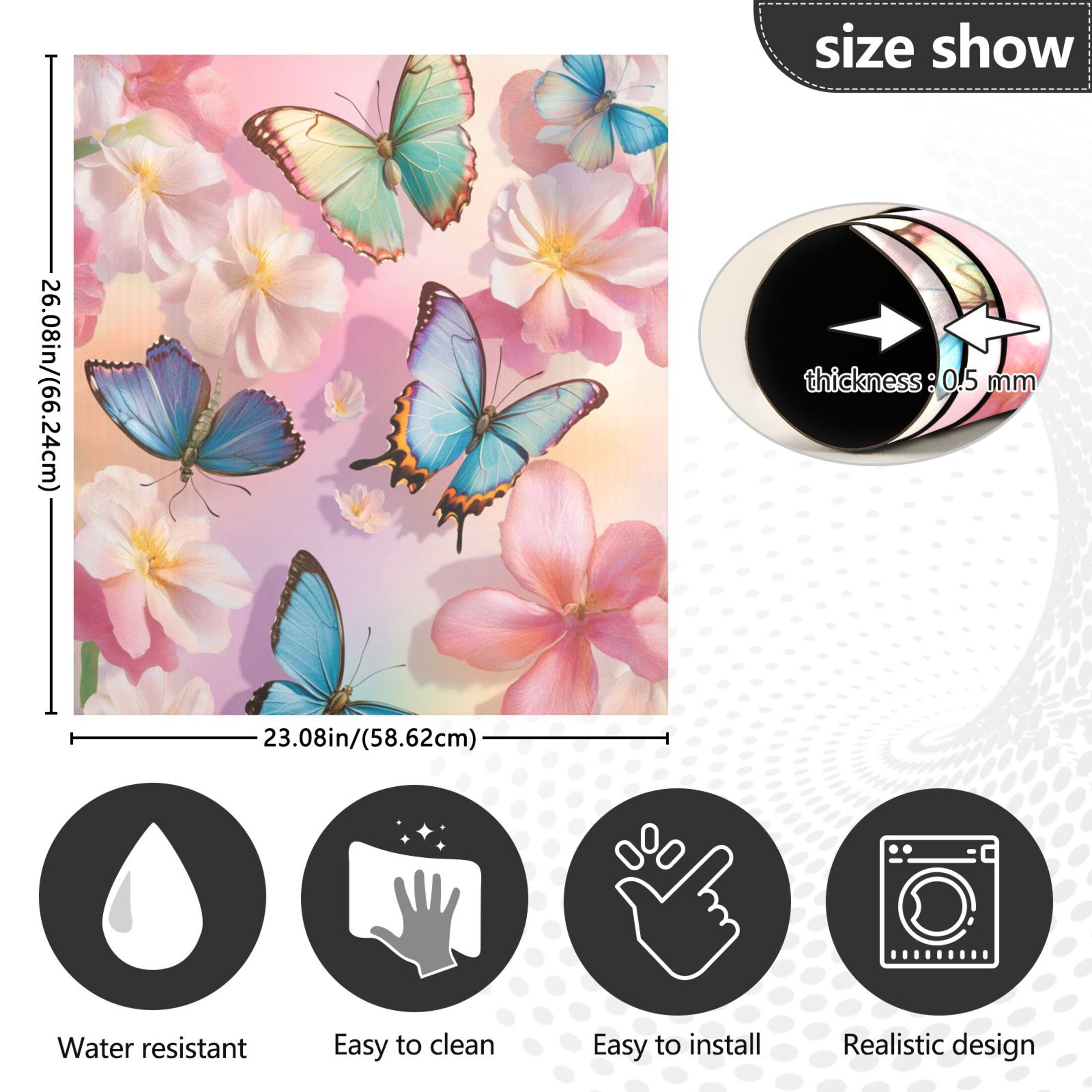 Dishwasher Magnetic Sticker 23x26 Inch Refrigerator Magnetic Sticker Washing Machine Magnetic Sticker Kitchen Panel Magnetic Sticker Home Decor Light Pink Rainbow Butterfly