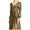 thumbnail image 3 of RALPH LAUREN Womens Gold Long Sleeve Tea-Length Wrap Dress Party Dress Size: 18, 3 of 3