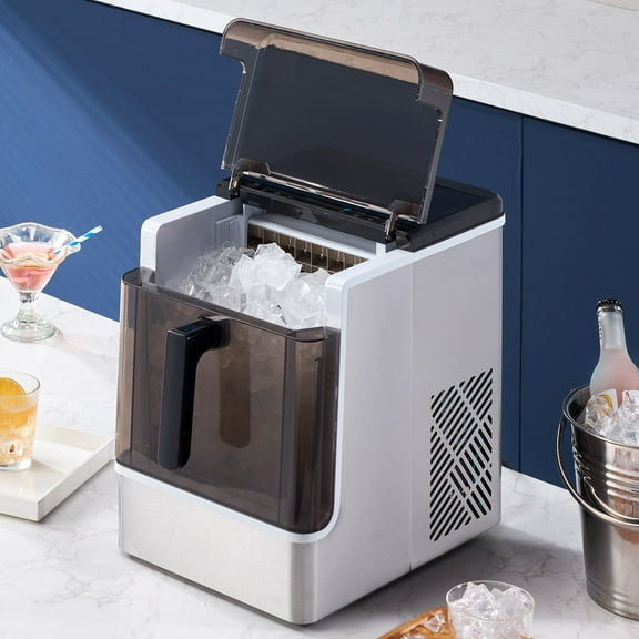 Fast Ice Maker Machine Portable 50Lbs/24H, Auto Self-Cleaning, 3 Cube Sizes, Perfect for Parties/RVs/Offices