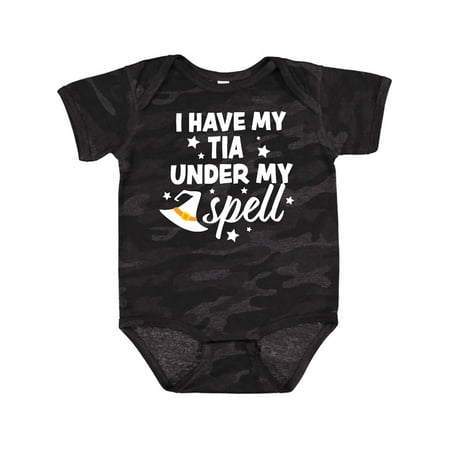 

Inktastic I Have My Tia Under My Spell with Cute Witch Hat Gift Baby Boy or Baby Girl Bodysuit