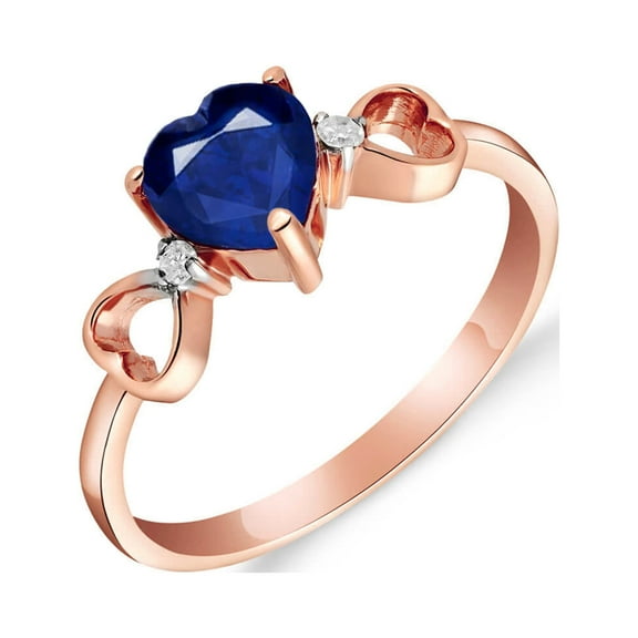 Galaxy Gold 14k Rose Gold Genuine Diamonds & Heart-shaped Natural Sapphire Ring - Size 8.5