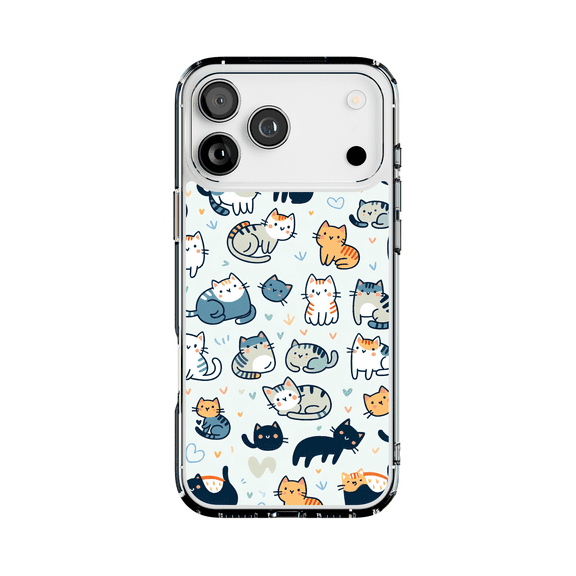 DistinctInk MagSafe Clear Case for Apple iPhone 17 Pro Max (6.9" Screen) - Cute Cartoon Cat Pattern Fun and Playful - Wireless Charging Compatible