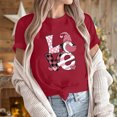 thumbnail image 6 of ICHUANYI Women's Shirts Fashion Casual Short Sleeve Crew Neck Tops Valentine's Day Print T-shirt Cloth New Trending, 6 of 6