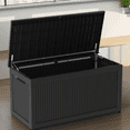 thumbnail image 2 of 260 Gallon Rattan Heavy-Duty Resin Storage Box | Lockable Waterproof Deck Chest for Home, Garden & Outdoor Furniture Protection - Black, 2 of 9