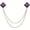 Gold Tone(Purple), variant on Gem Chain Brooch Pins, Hanging Suit Pin Tassel Square Crystal Badge Lapel Collar Pins for Women