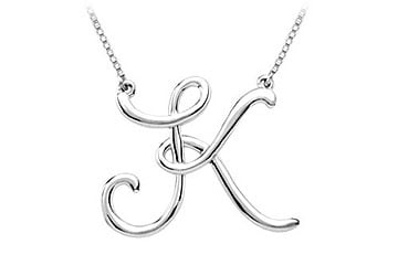 Beautiful Sterling silver 925 sterling Script Initial Necklace Center