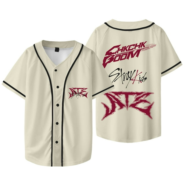 Kpop Stray Kids Chk Chk Boom Merch Veste de Baseball Été Femmes Hommes Mode Manches Courtes T-Shirts,S,style 6