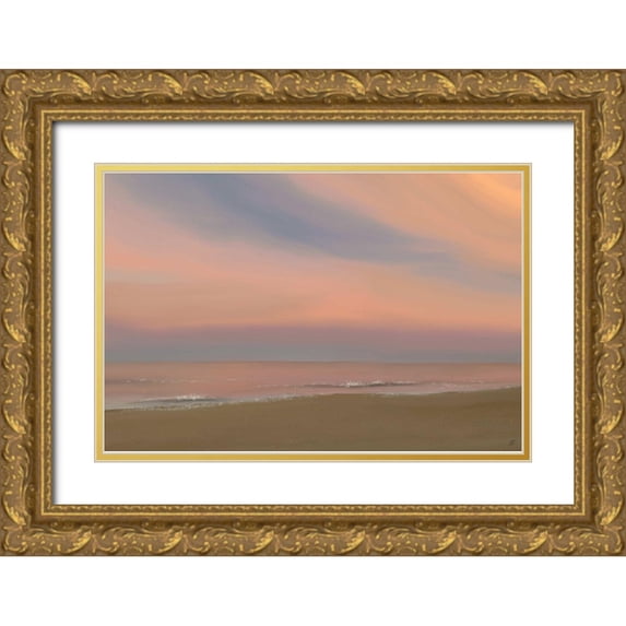 Lee, Judson 14x11 Gold Ornate Wood Framed with Double Matting Museum Art Print Titled - Beach Sunset