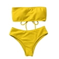 thumbnail image 2 of Yuarrent Traje de baño dividido para mujer, traje de baño acolchado de poliéster para verano, traje de baño para vacaciones, traje de playa sencillo a Traje de baño Amarillo M Yuarrent OD021066-05, 2 of 6