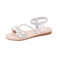 thumbnail image 2 of YTCAMLO Glitter Flat Sandals for Women, Casual Open Toe Floral Strappy Sandals with Ankle Strap, Travel Vacation Wedding Shoes, 2 of 9