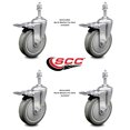 thumbnail image 2 of 5 Inch Gray Polyurethane Swivel 3/8 Inch Stem Caster Set with Total Lock Brake, 2 of 2