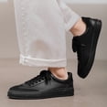 thumbnail image 6 of Men's All-Black Minimalist Mixed-Material Sneakers, Casual Monochrome Shoes, 6 of 10