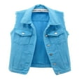 thumbnail image 1 of Women Classic Washed Denim Vest Ladies Sleeveless Solid Color Button Down Jean Jacket S-5XL, 1 of 7