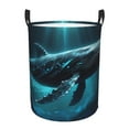 thumbnail image 6 of Lsque Vintage Blue Pattern Whale pattern Laundry Hamper Basket, Tall Woven Rope Hamper Basket for Clothes, Lightweight Storage Basket, Collapsible Waterproof-Medium, 6 of 8