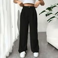 thumbnail image 5 of Tumotour Straight Leg Pants For Women Casual Solid Color Loose Elastic High Waist Button Pocket Hanging Straight Leg Stylish Mopping Pants, 5 of 7