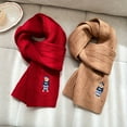 thumbnail image 4 of Elastic Soft Unisex-Like Design (Hand Wash/Dry Clean) - Women's 100% Wool Scarf - Hand-Embroidered Cartoon & Solid Color - Winter Neck Warmer - Thick Warm Windproof Collar, 4 of 12