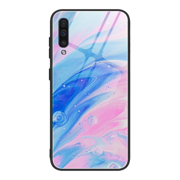 Galaxy A50 Case (6.4"), Allytech Protective Marble Texture Tempered Glass TPU Back Cover Shock-Absorbing Bumper Anti-scratch Back Cover Case for Samsung Galaxy A50, Colorful Marble