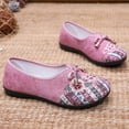 thumbnail image 4 of Floral Embroidered Dress Shoes for Women Comfortable Wide Toe Box Loafers Lightweight Canvas Casual Mary Jane Ballet Flat Pink Size 8.5, 4 of 6