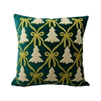 Deeceymbur Velvet Bow Pillowcase Christmas Decoration Green Blue Holiday Decor Festive Accent Pillow Cover