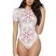 thumbnail image 1 of Balery Christmas Snowflakes Body de cuello redondo de manga corta para mujer Tops de manga corta Tops básicos-Large, 1 of 7