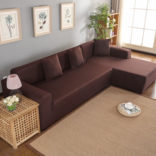 Rdeghly Polyester 3+2 Seat Corner Sofa Cover L Shape Slipcover Home