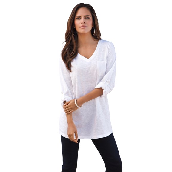 Roaman's Women's Plus Size Boyfriend Textured Tunic