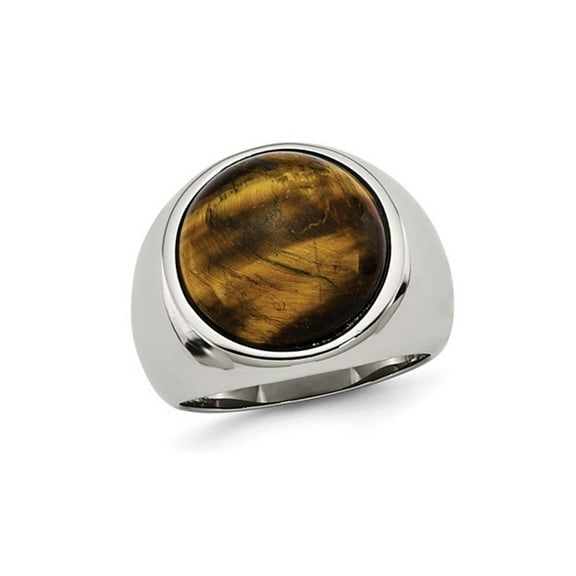 Gem & Harmony Mens Tigers Eye Ring in Stainless Steel for Men