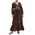 thumbnail image 2 of Faithtur Robe Bohème Florale pour Femmes Été Manches Mi-Longues Col en V Taille Froncée Robe Longue Fluide, 2 of 9