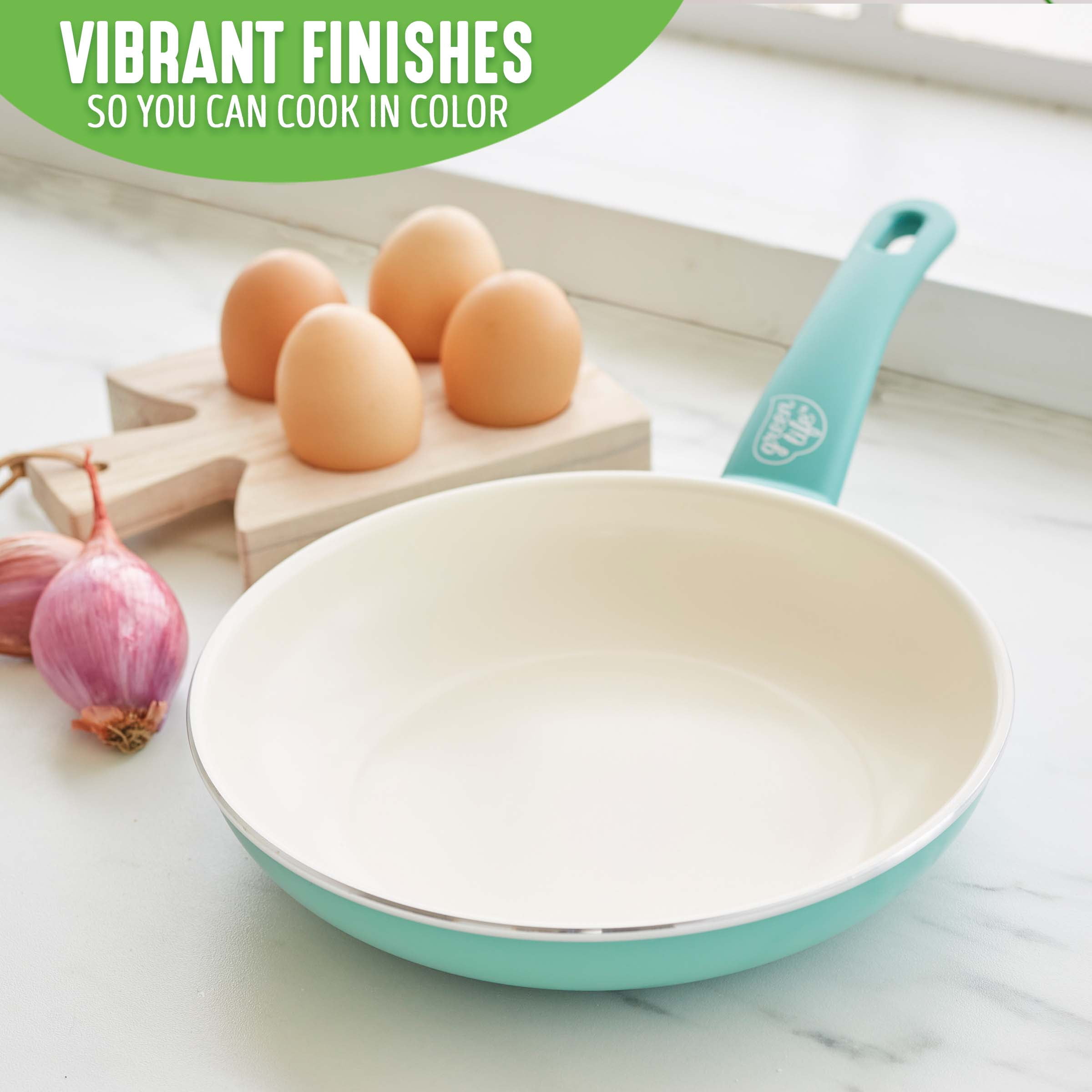 Soft Grip Healthy Ceramic Nonstick Frying Pan Skillet Set Pfas-Free  Dishwasher-Safe Turquoise - China Nonstick Cookware and Cookware Set price