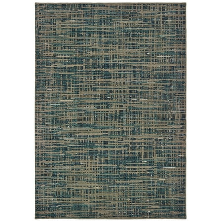 Basketweave Band - Moretti Grand Junction Area Rugs - 5503D Contemporary Blue Crosshatch Basketweave Lines Banded Rug