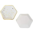 thumbnail image 6 of Disposable Plates - 24-Count Paper Plates, Hexagon Plates, Party Supplies for Appetizer, Lunch, Dinner, and Dessert, Gold Foil Confetti and Edge, 9 x 8 inches, 6 of 6