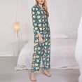 thumbnail image 3 of Fuzoiu Eggs Toast Bacon And Arugula Print Women's Long-Sleeved Pajama,Lounge Button Down Nightwear,Womens Notch Collar Pajama Set-Medium, 3 of 7
